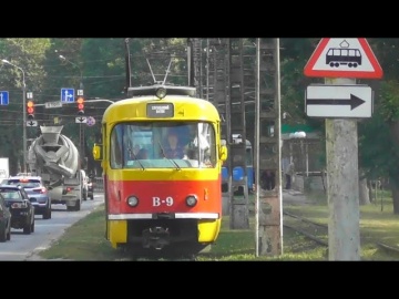 Служебный трамвай Tatra T4SU №В-9. Хмельницкое шоссе. Винница. 25.09.2020. FHD.